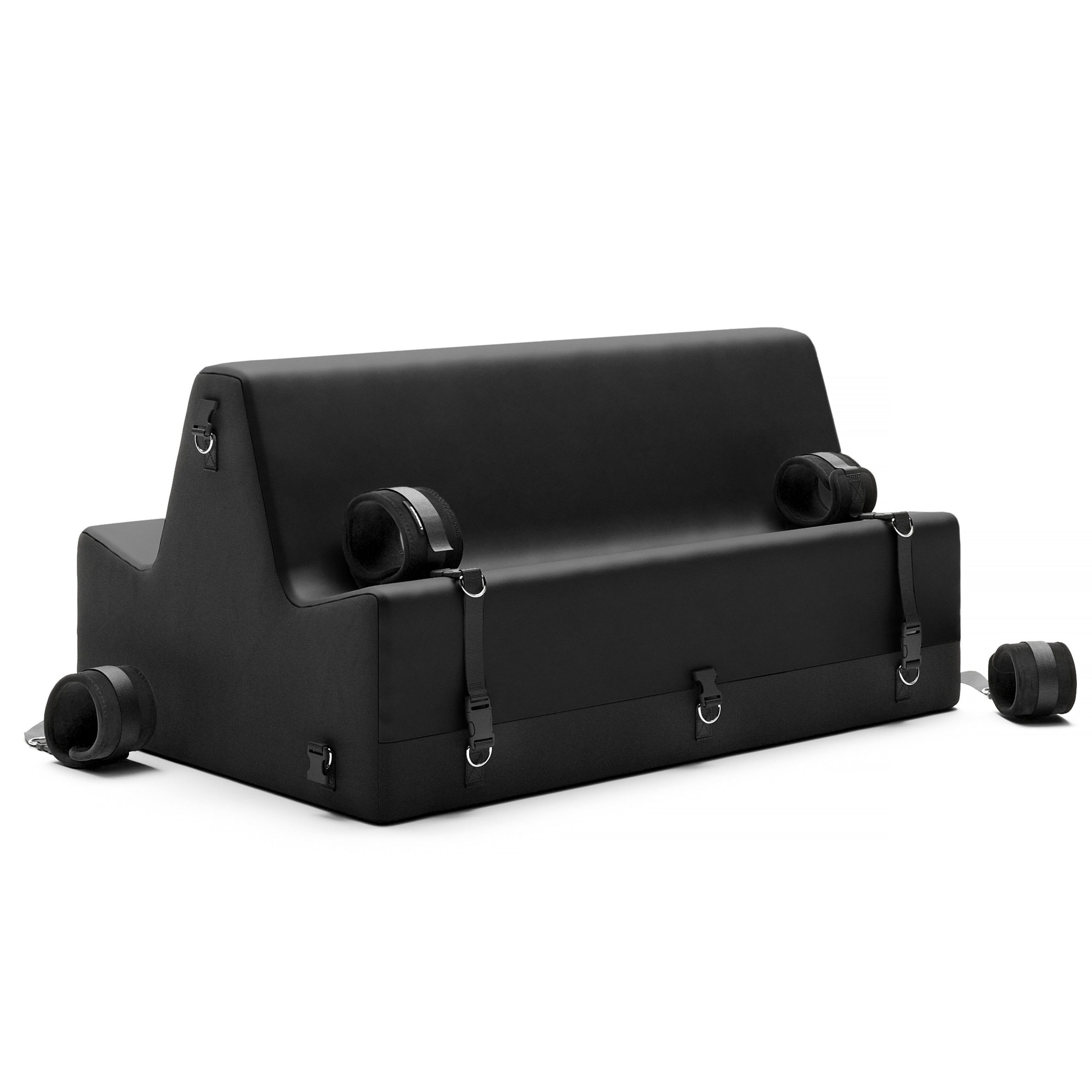 Steed spanking bench in black faux leather for impact play
