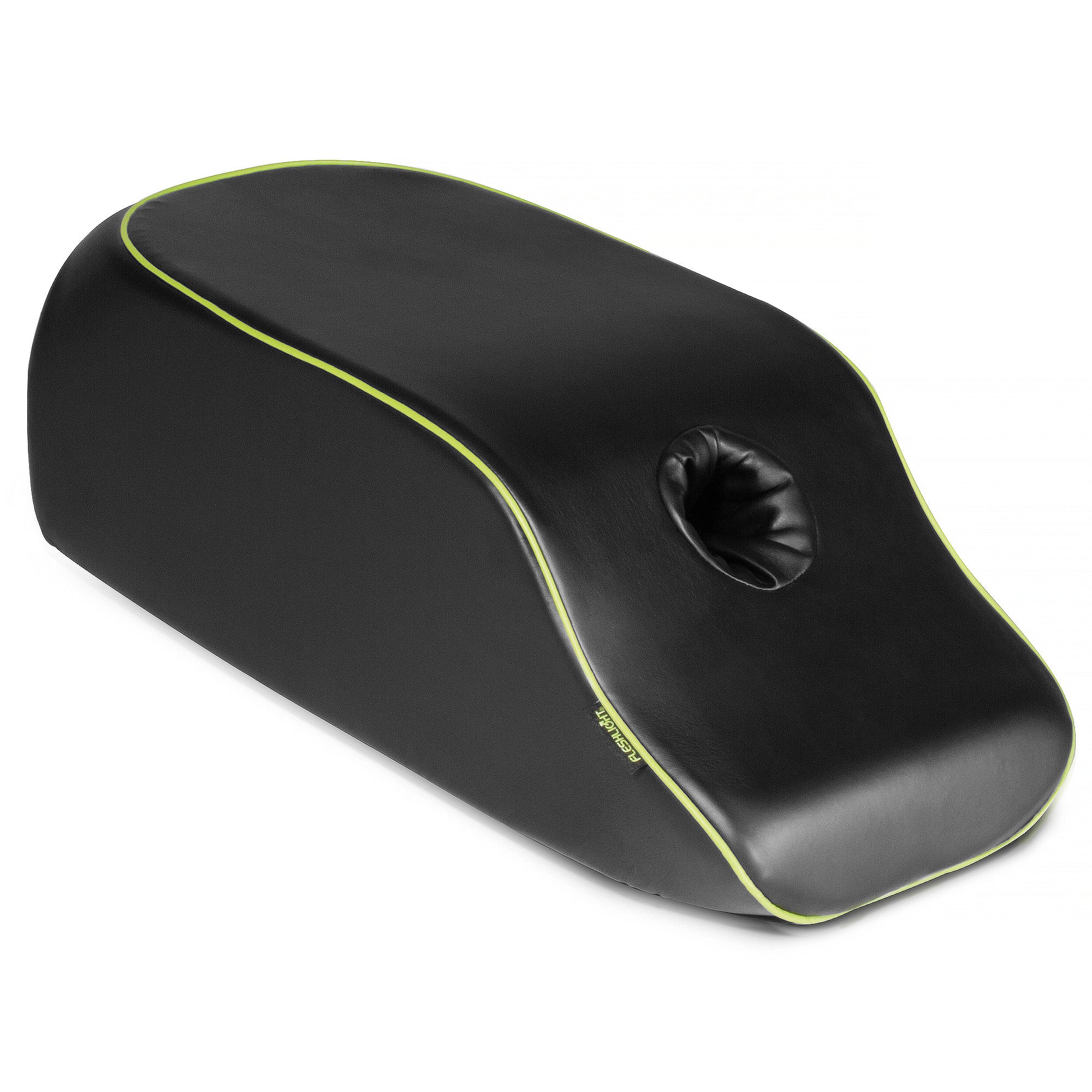Liberator On A Mission cushion in black faux leather, a missionary positioning pillow